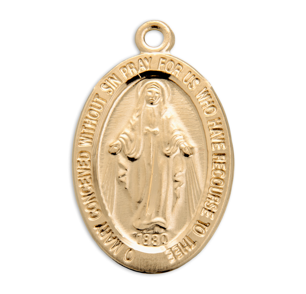 Gold Over Sterling Silver Oval Miraculous Medal