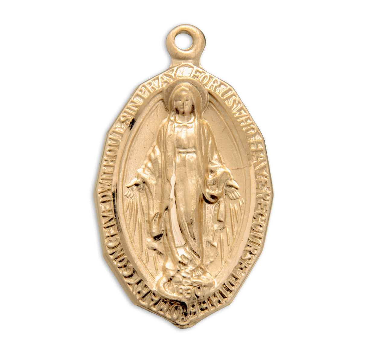 Gold Over Sterling Silver Oval Miraculous Medal