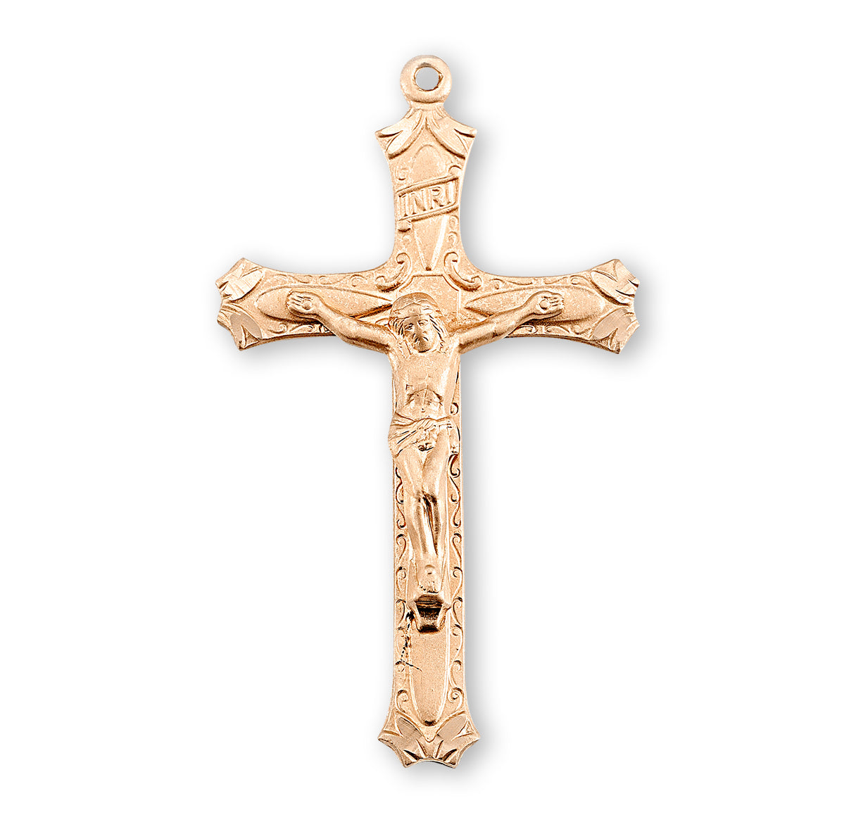 Gold Over Sterling Silver High Relief Crucifix