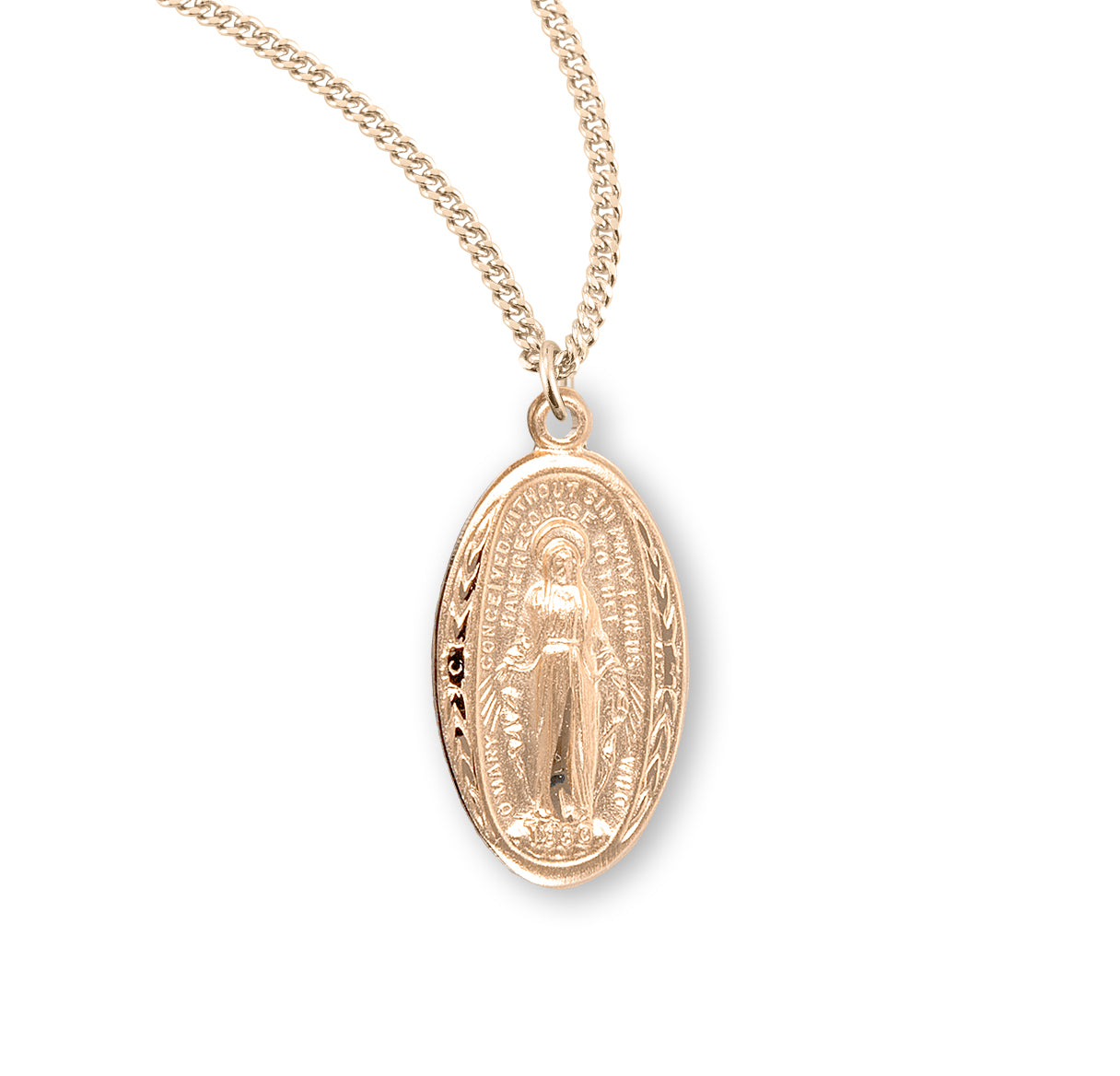 Gold Over Sterling Silver Oval Miraculous Medal