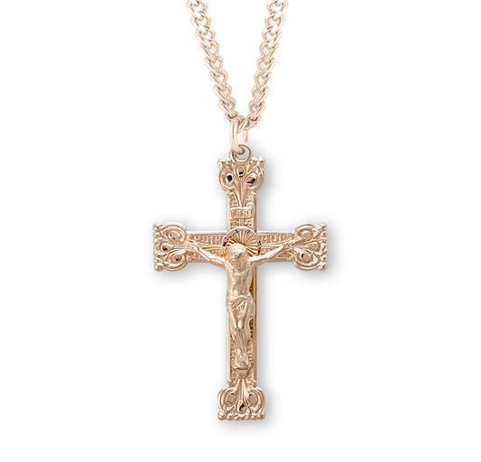 Gold Over Sterling Silver Highly Detailed Crucifix