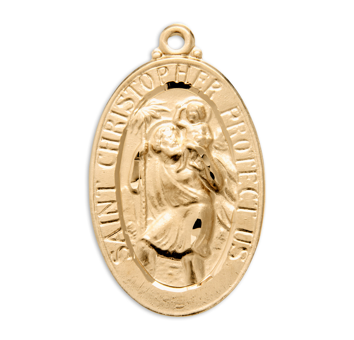 Saint Christopher Oval Gold Over Sterling Silver Medal