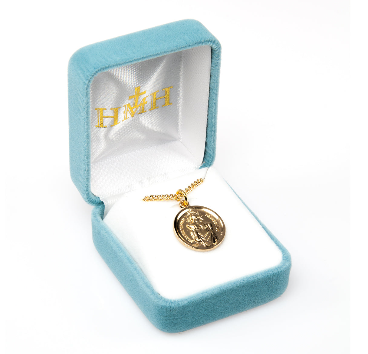 Saint Christopher Round Gold Over Sterling Silver Medal