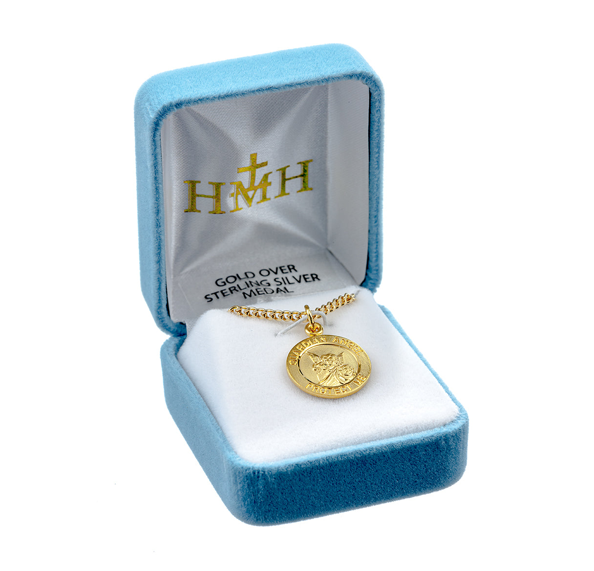 Guardian Angel Med Round Gold Over Sterling Silver Medal