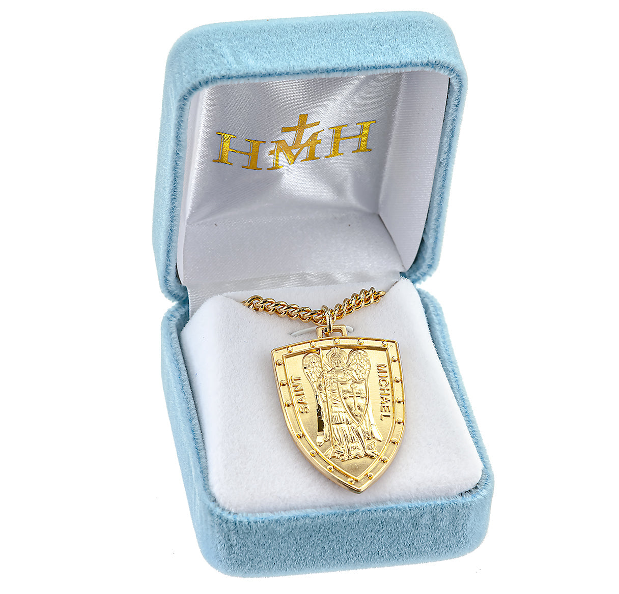 St Michael Shield Necklace with Cross Pendant Chain St Michael Shield Necklace with Cross Pendant Chain