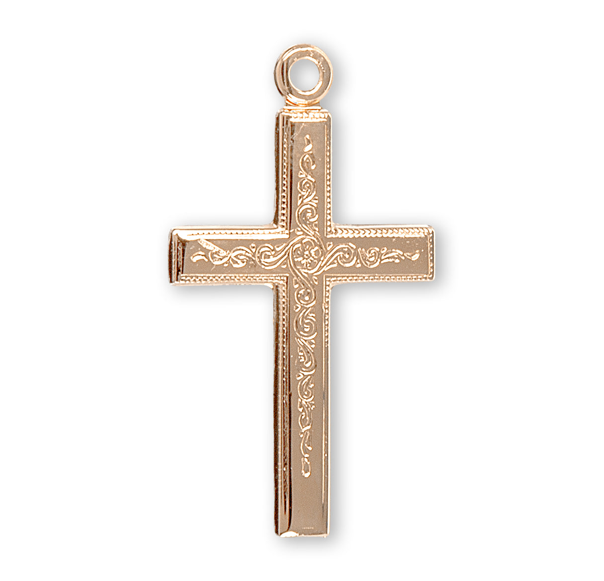 Gold Over Sterling Silver Vine Pattern Cross