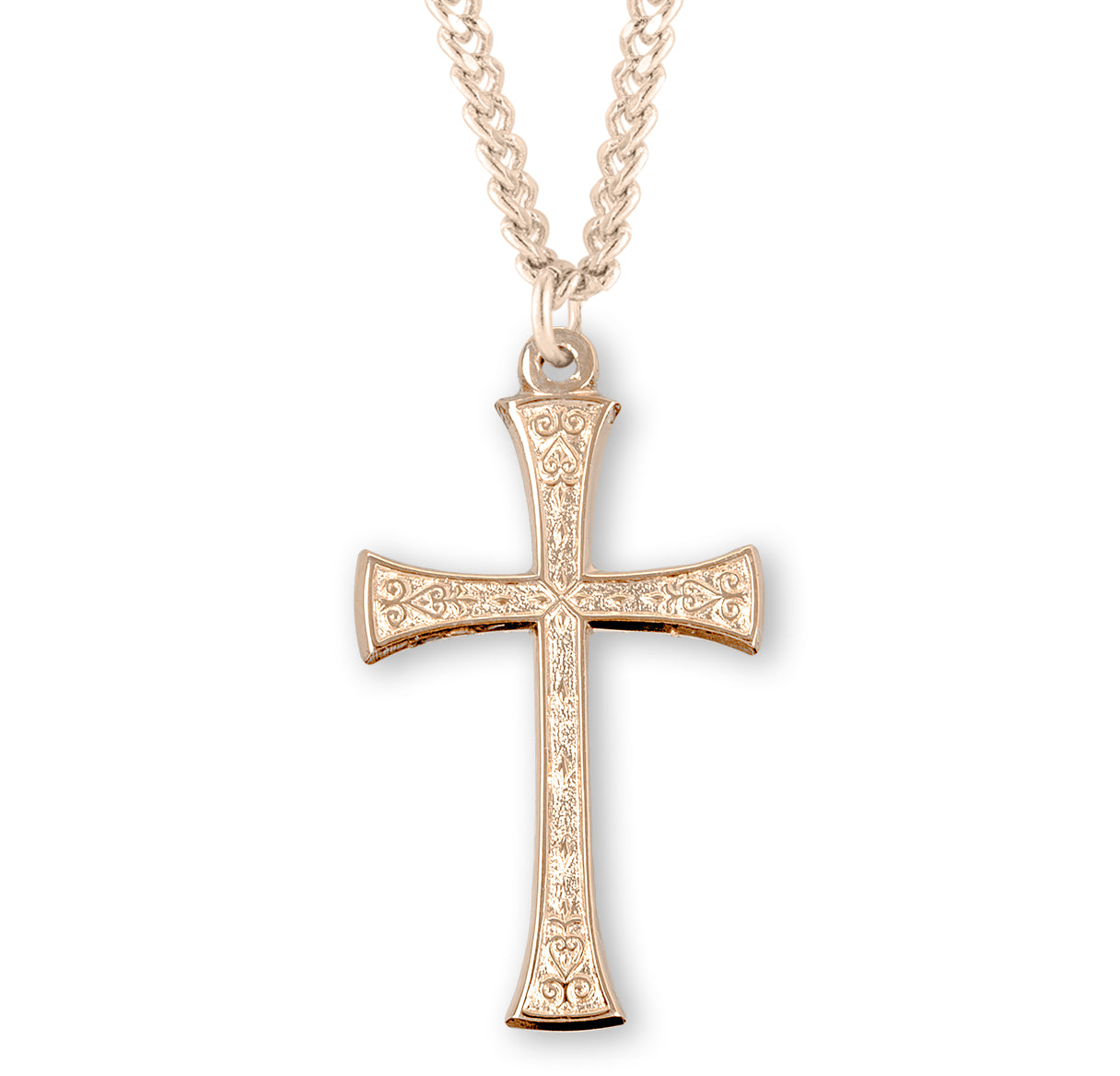 Gold Over Sterling Silver Detailed Cross