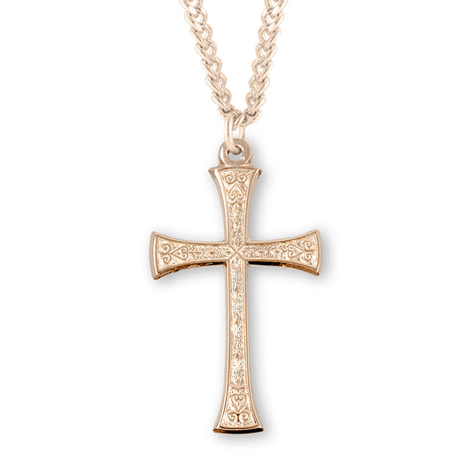 Gold Over Sterling Silver Detailed Cross