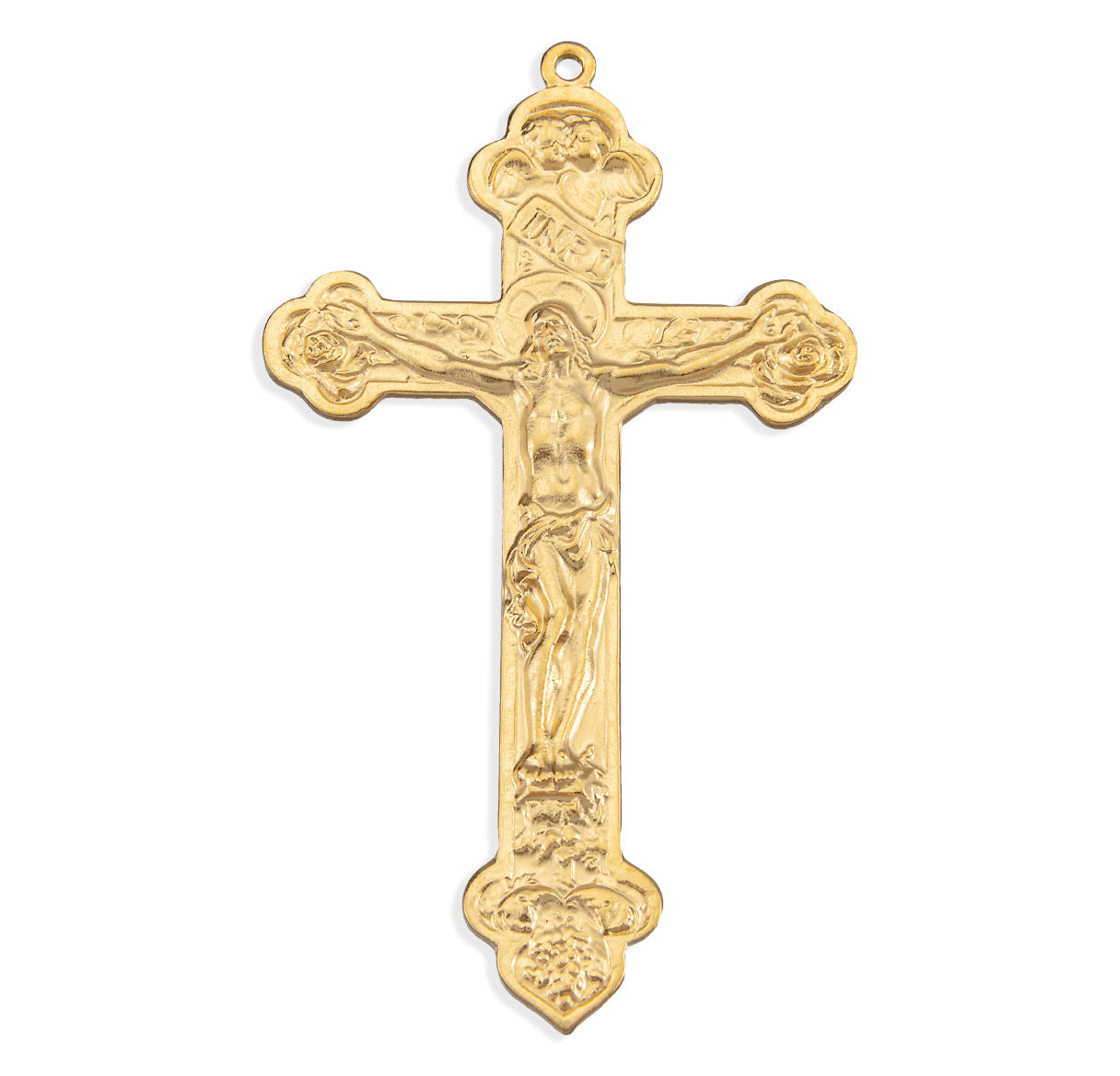 Gold Over Sterling Silver Fancy Crucifix with Vine Patterns