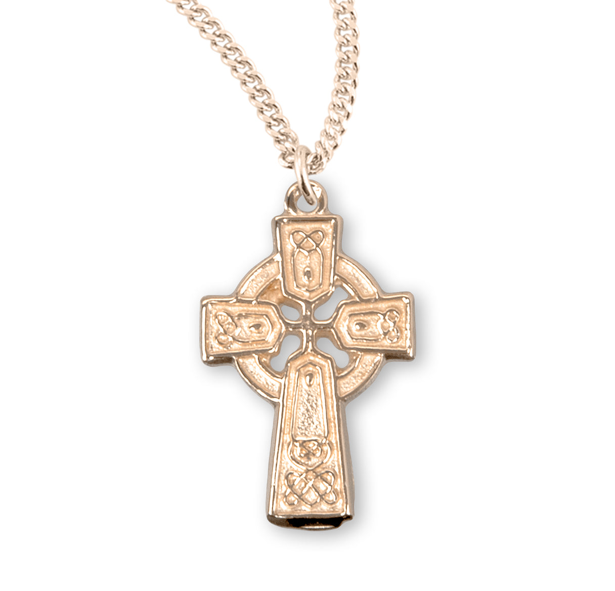 Gold Over Sterling Silver Irish Celtic Cross Pendant