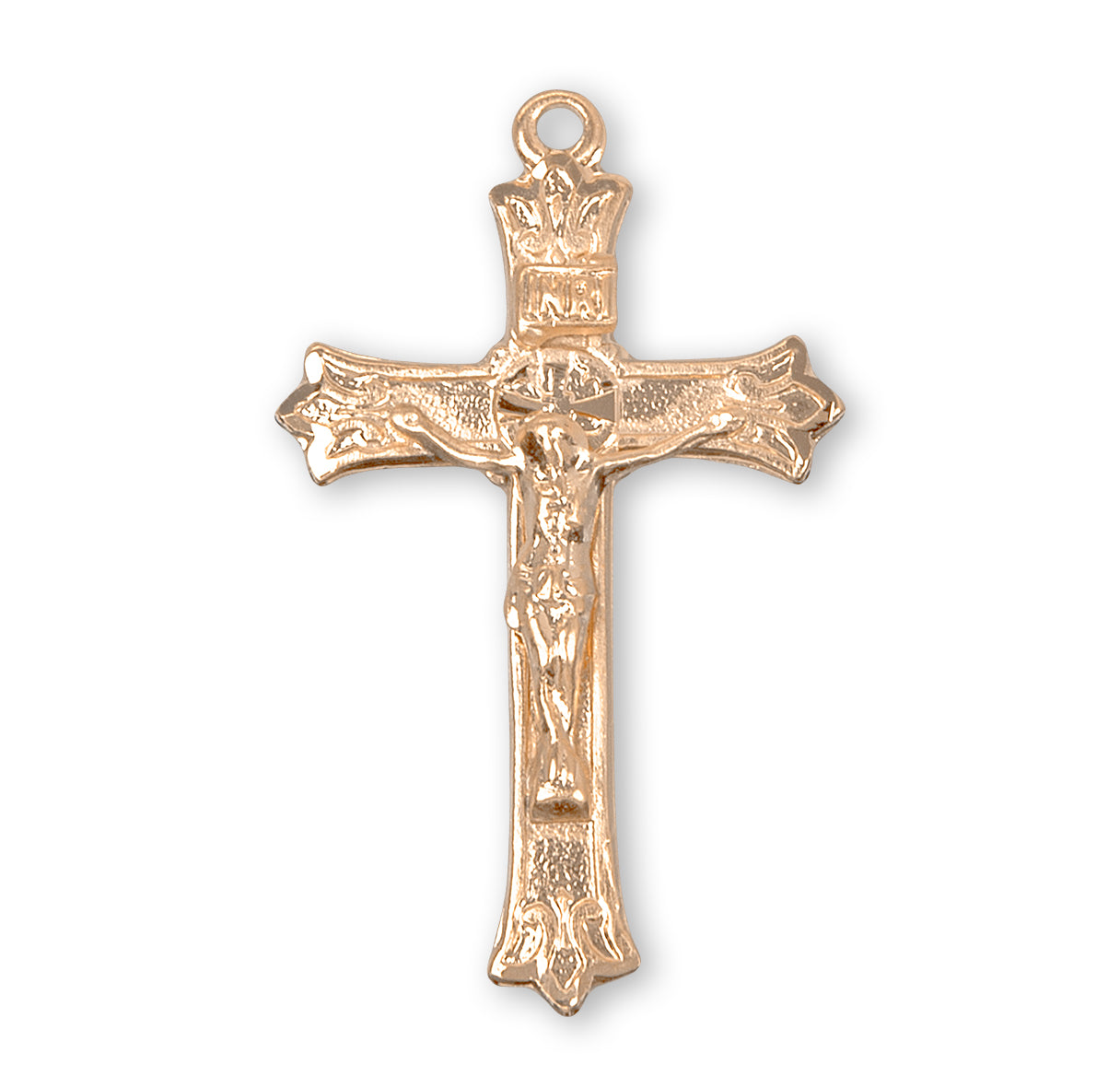 Triple Flare Tip Gold Over Sterling Silver Crucifix