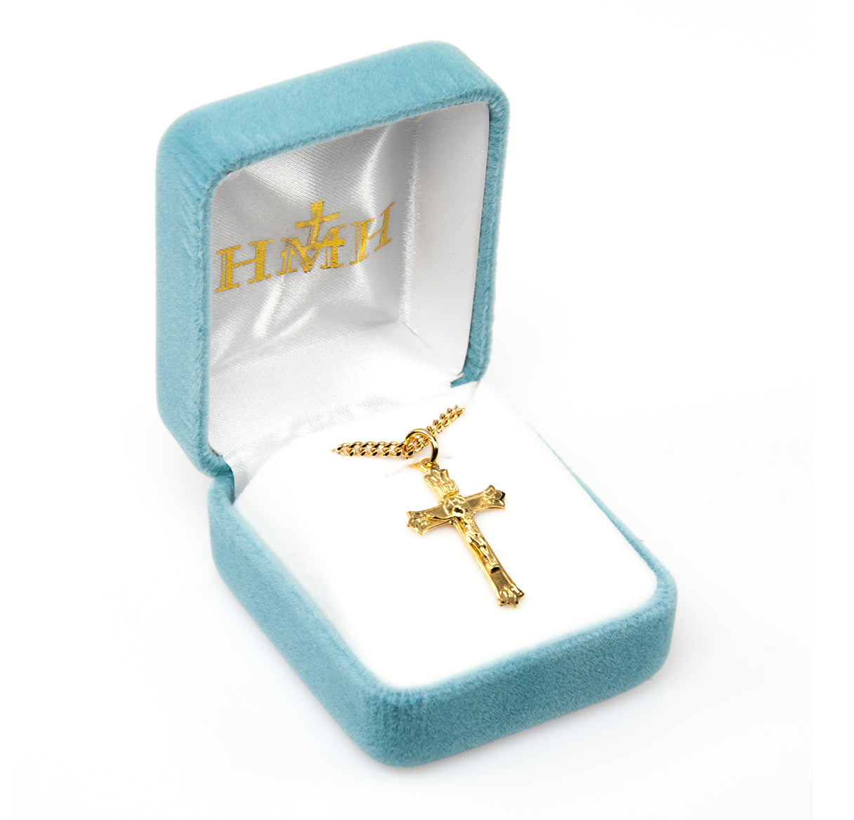 Triple Flare Tip Gold Over Sterling Silver Crucifix