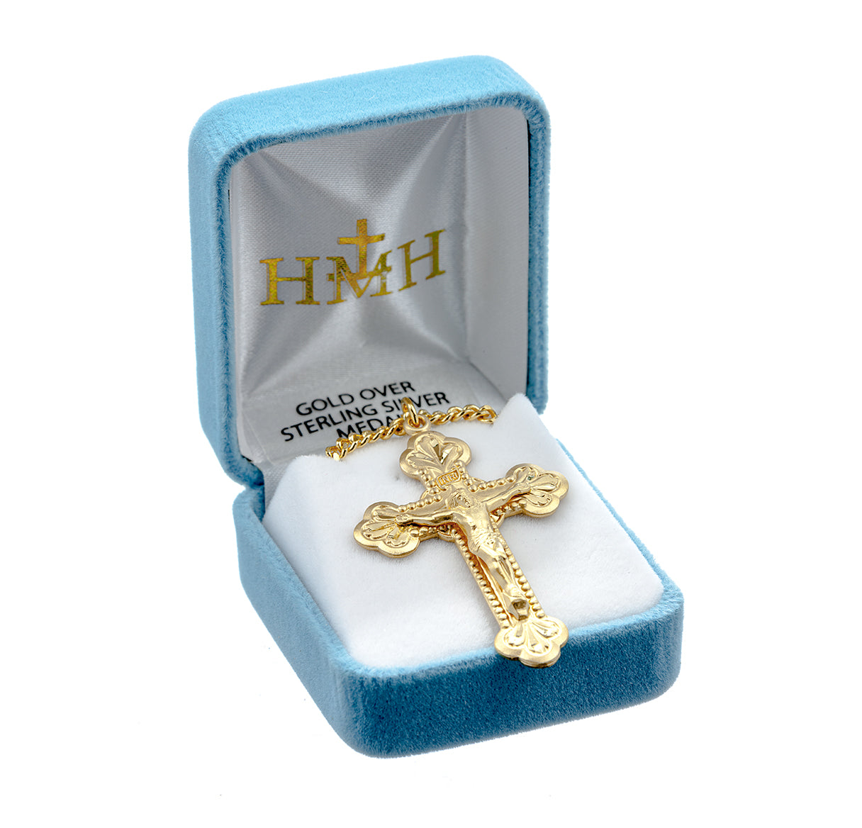 Gold Over Sterling Silver Budded Crucifix