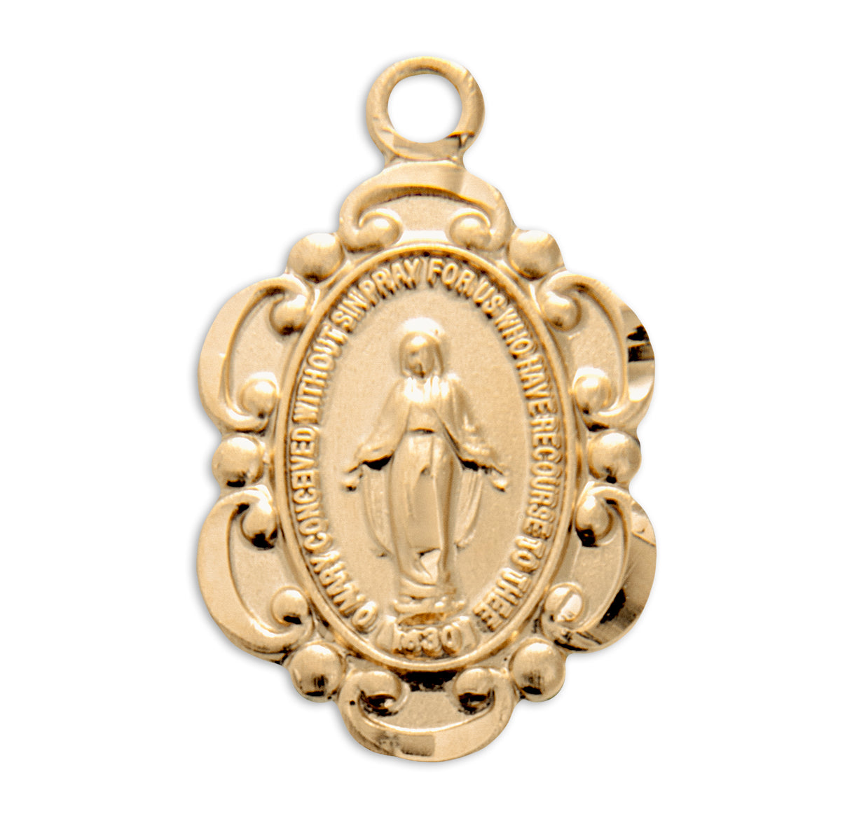 Gold Over Sterling Silver Oval Miraculous Medal