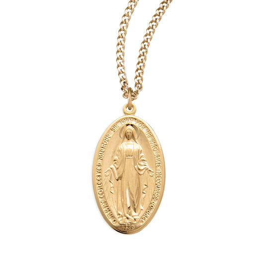 Gold Over Sterling Silver Oval Miraculous Medal