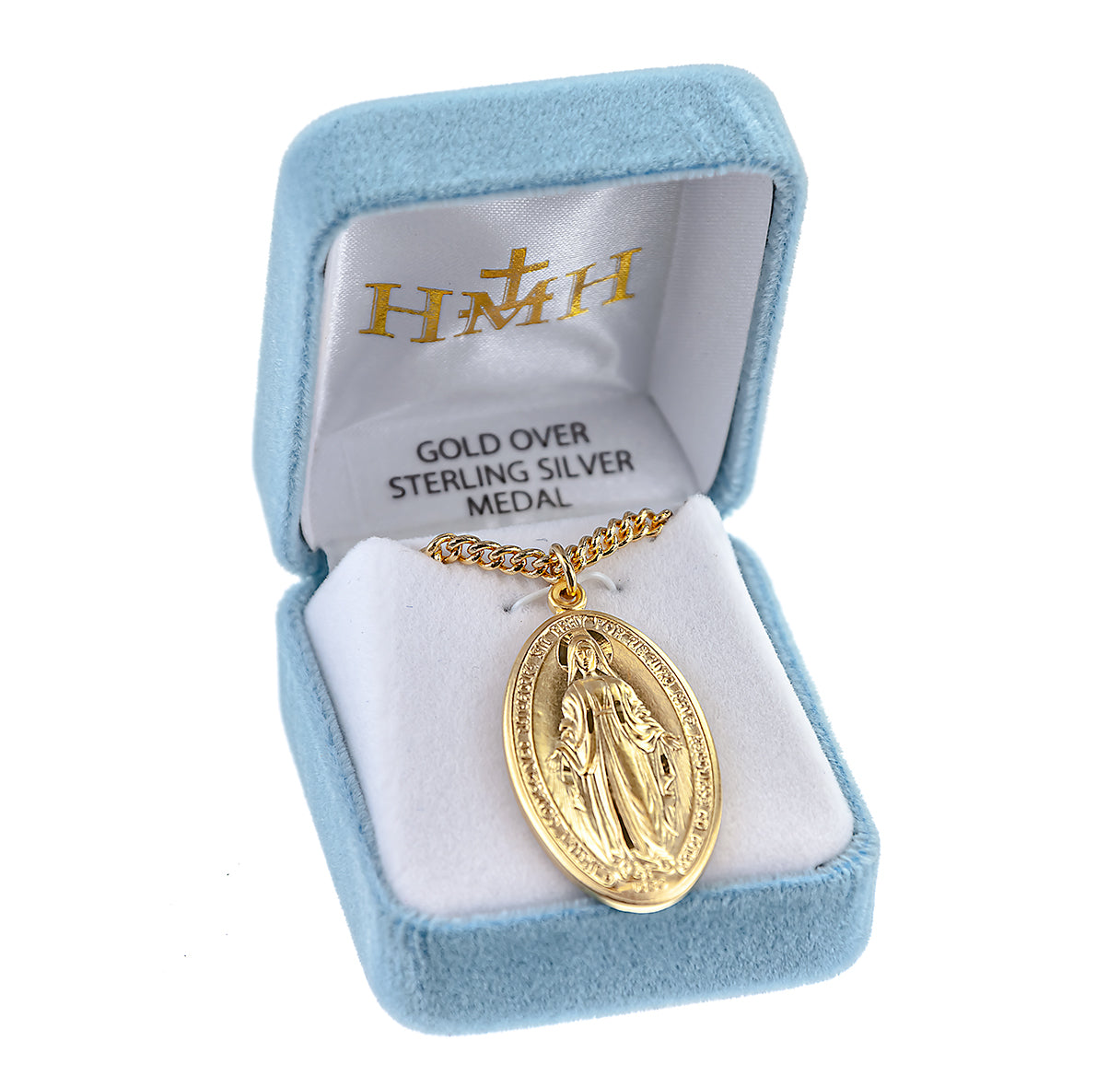 Gold Over Sterling Silver Oval Miraculous Medal