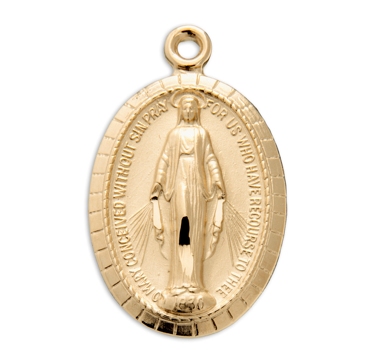 Gold Over Sterling Silver Oval Miraculous Medal