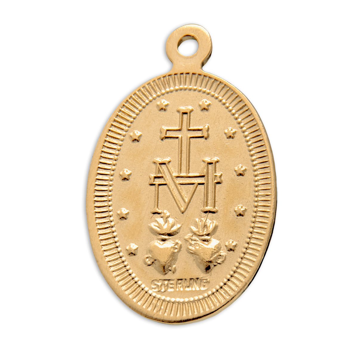 Gold Over Sterling Silver Oval Miraculous Medal