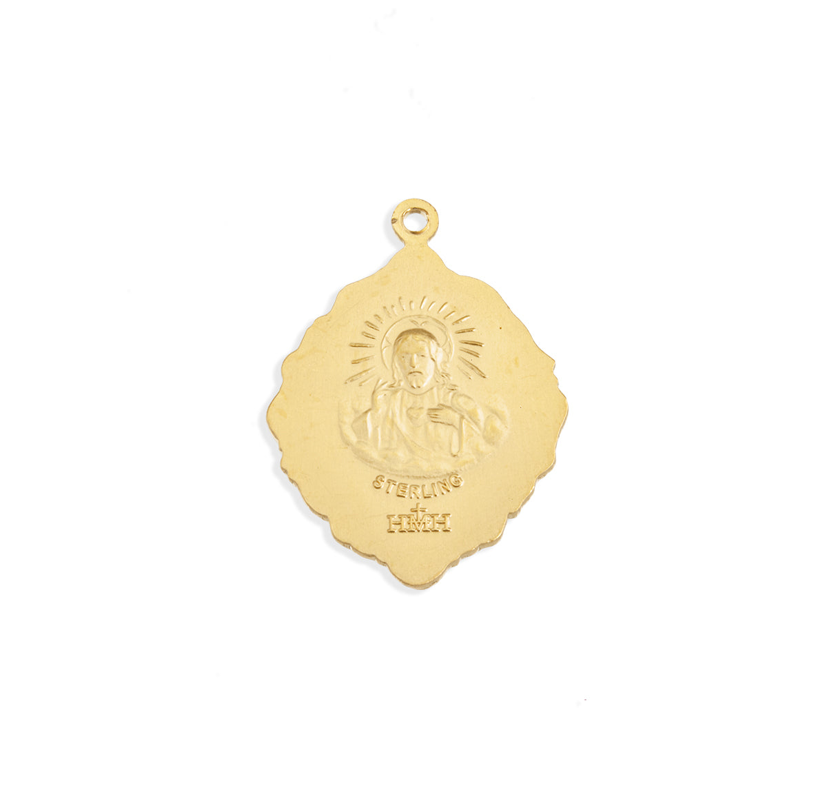 Gold Over Sterling Silver OL Guadalupe Pendant with Rose Border