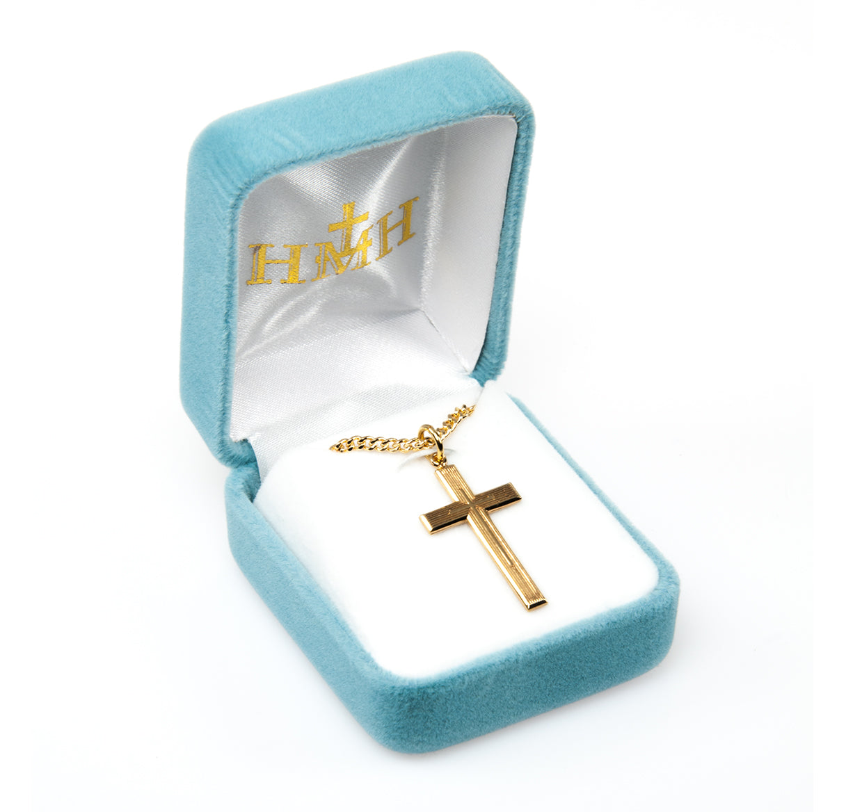 Gold Over Sterling Silver Cross with a High Polished Inlayed Cross