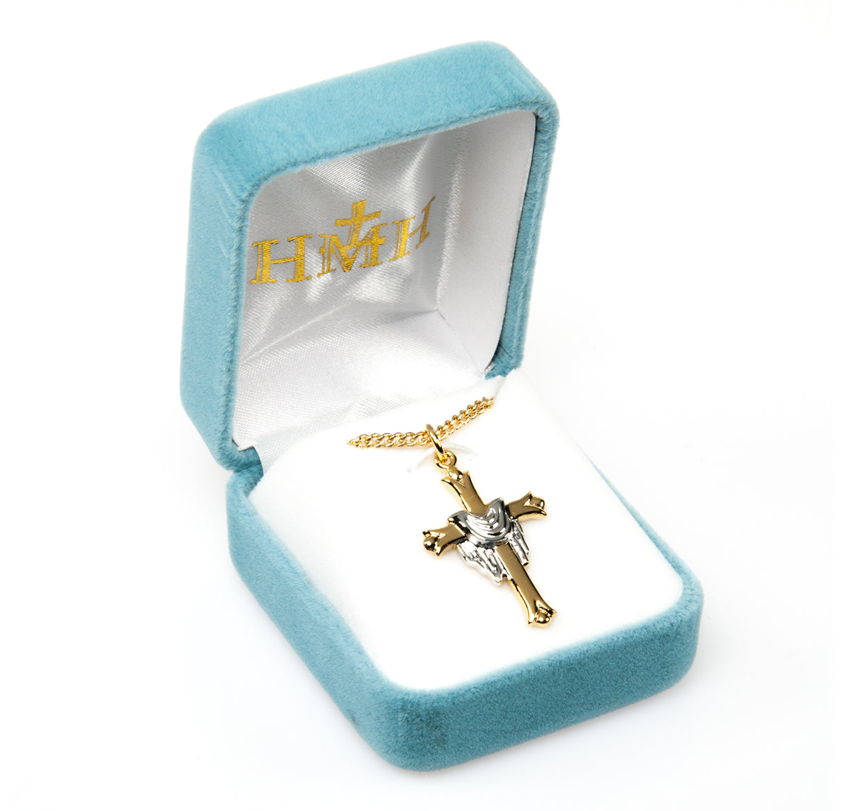 Gold Plated Cross with a Rhodium Plated Robe