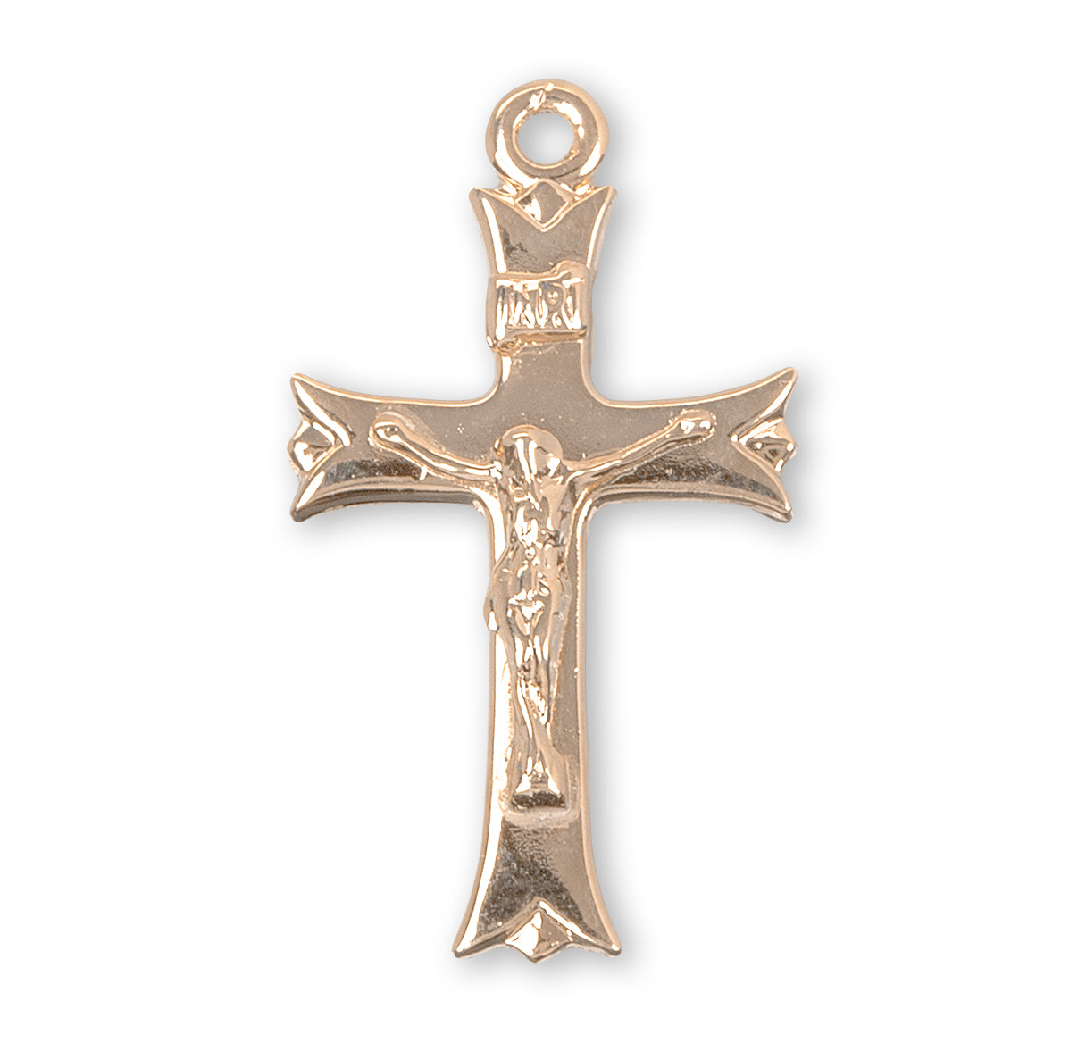 Notched flare Tipped Gold Over Sterling Silver Crucifix