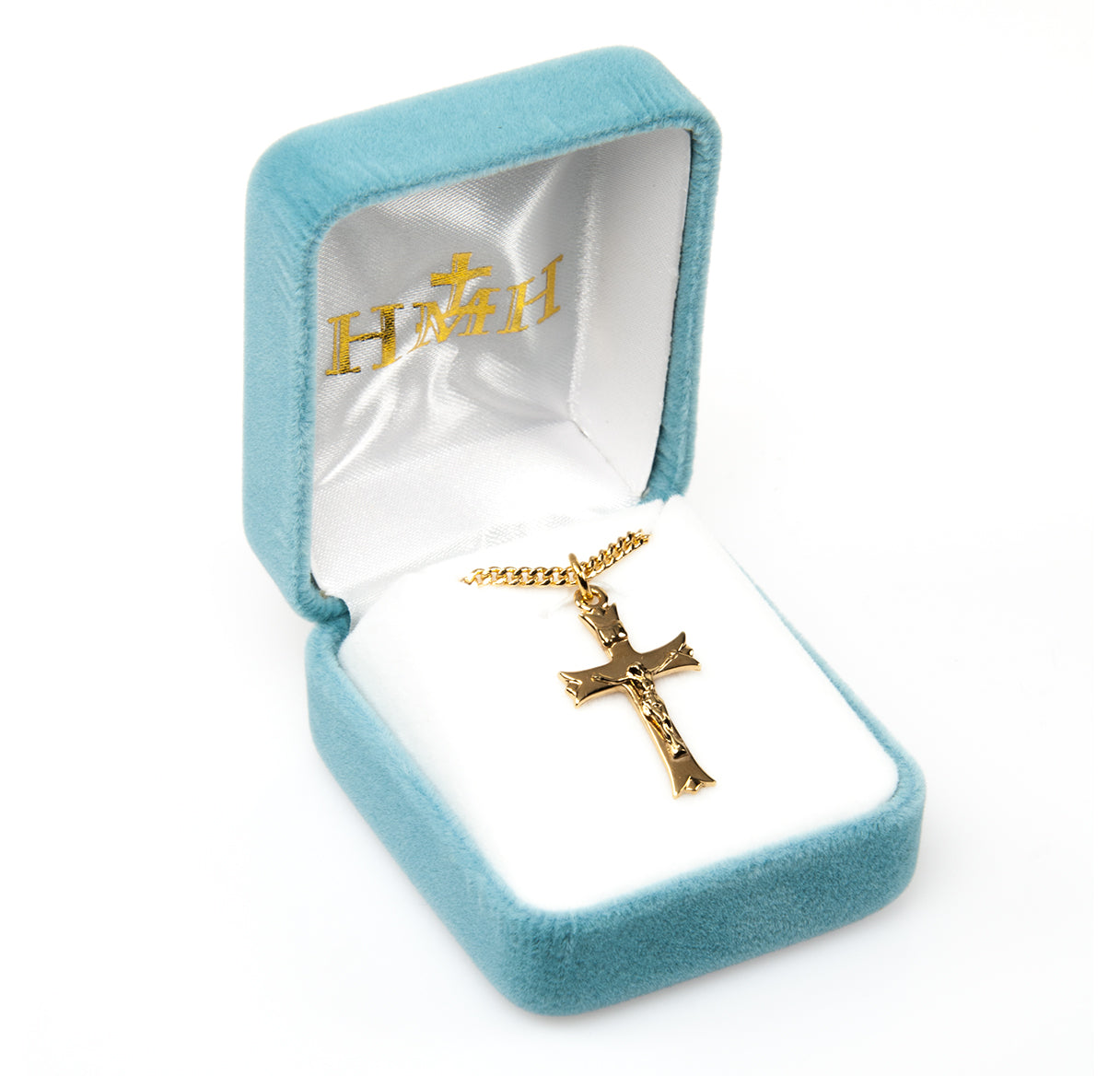 Notched flare Tipped Gold Over Sterling Silver Crucifix