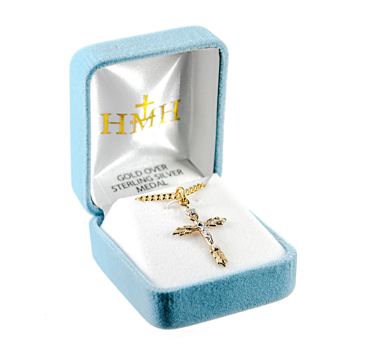 Gold Over Sterling Silver Two Tone Wheat Crucifix