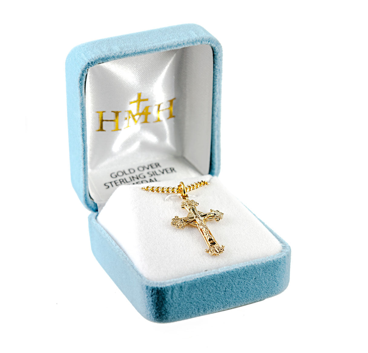 Fancy Engraved Gold Over Sterling Silver Crucifix