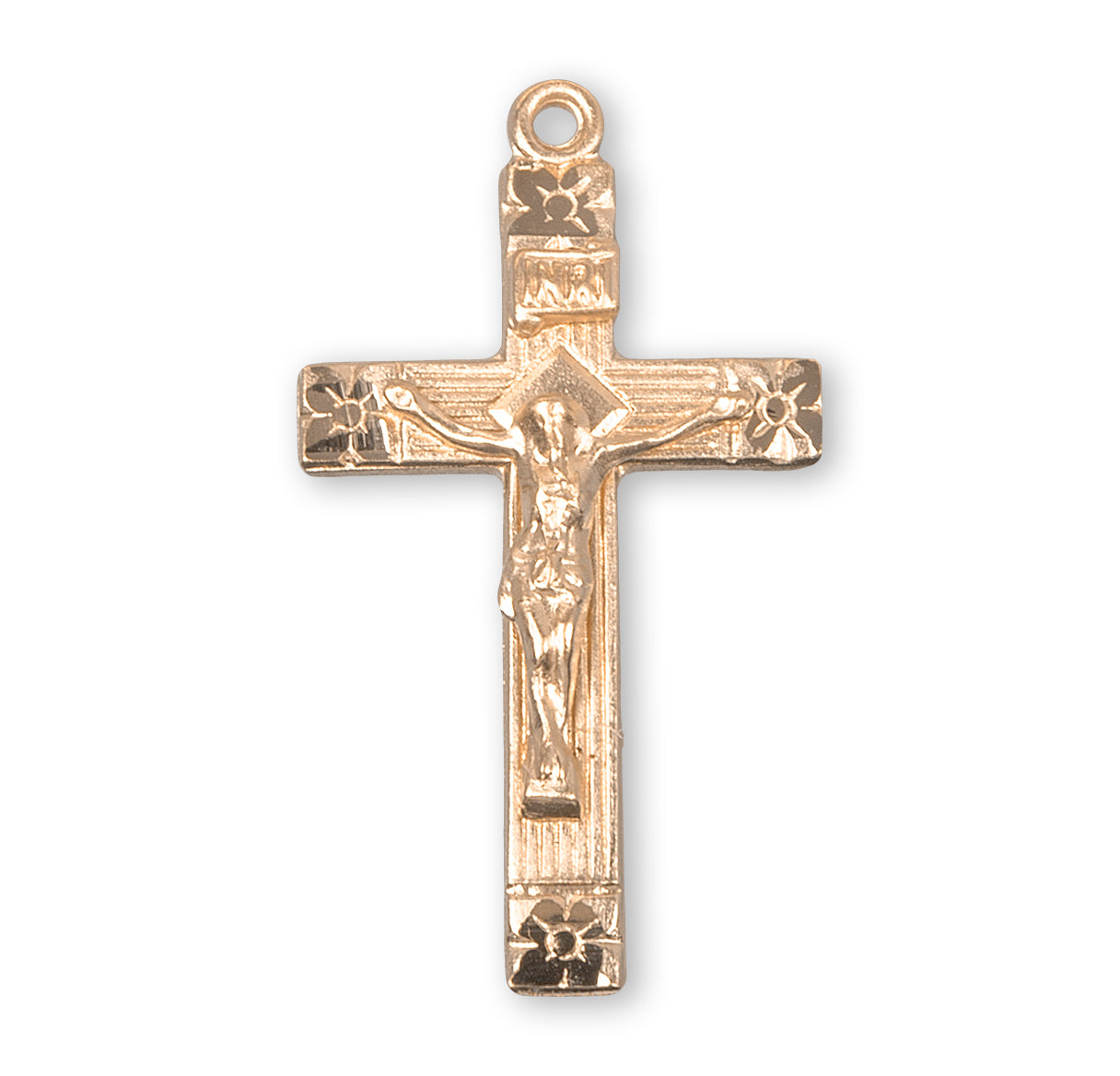 Flower Tipped Gold Over Sterling Crucifix