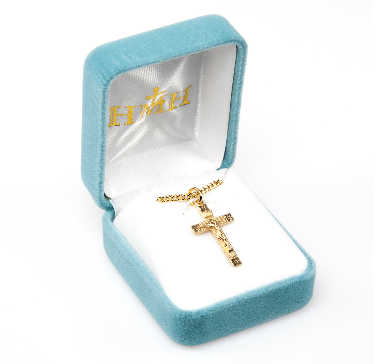 Flower Tipped Gold Over Sterling Crucifix