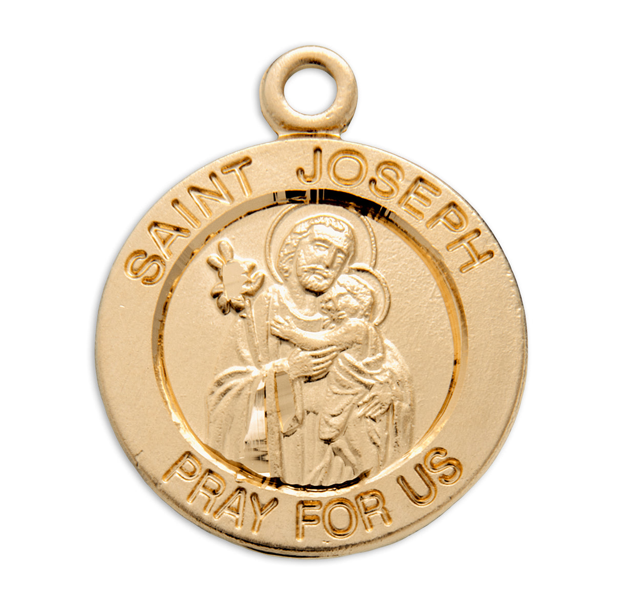 Patron Saint Joseph Round Gold Over Sterling Silver Medal