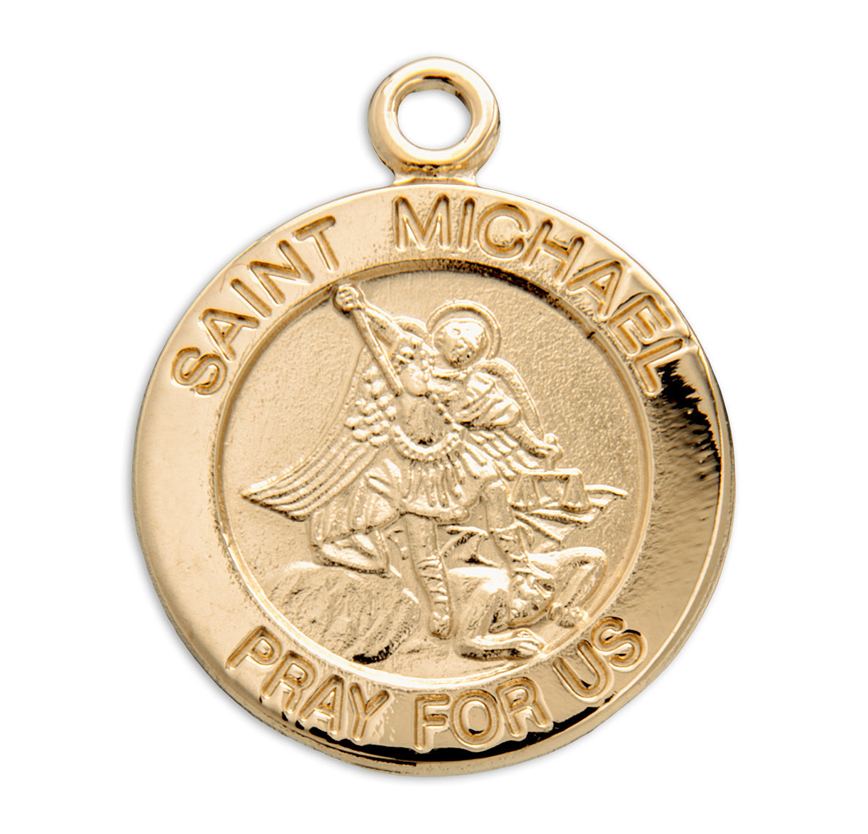 Patron Saint Michael Round Gold Over Sterling Silver Medal