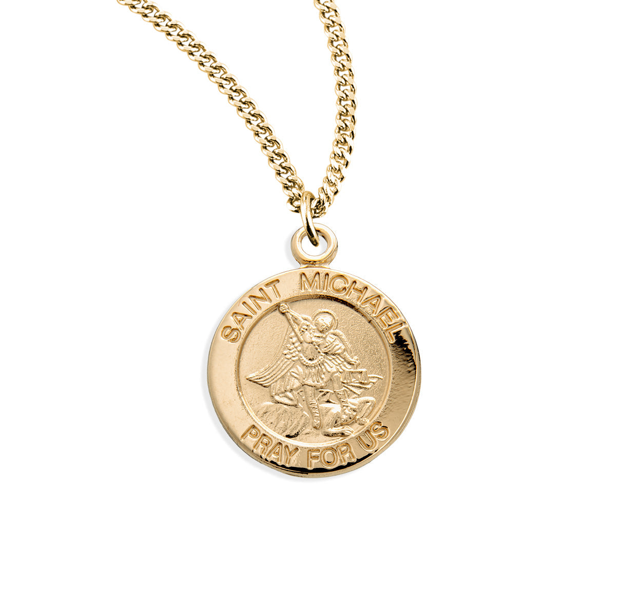 Patron Saint Michael Round Gold Over Sterling Silver Medal