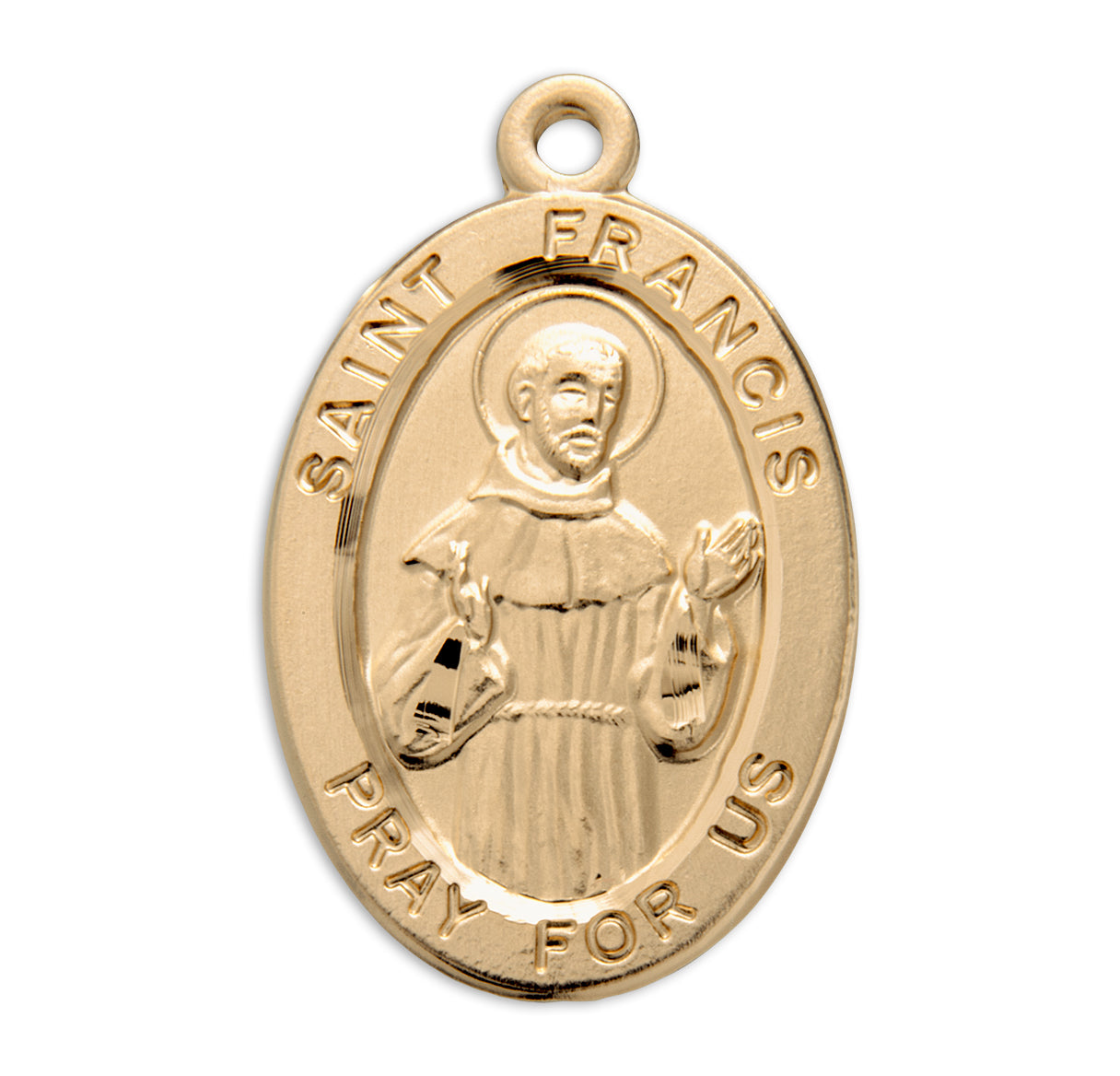 Patron Saint Francis of Assisi Oval Gold Over Sterling Silver Medal