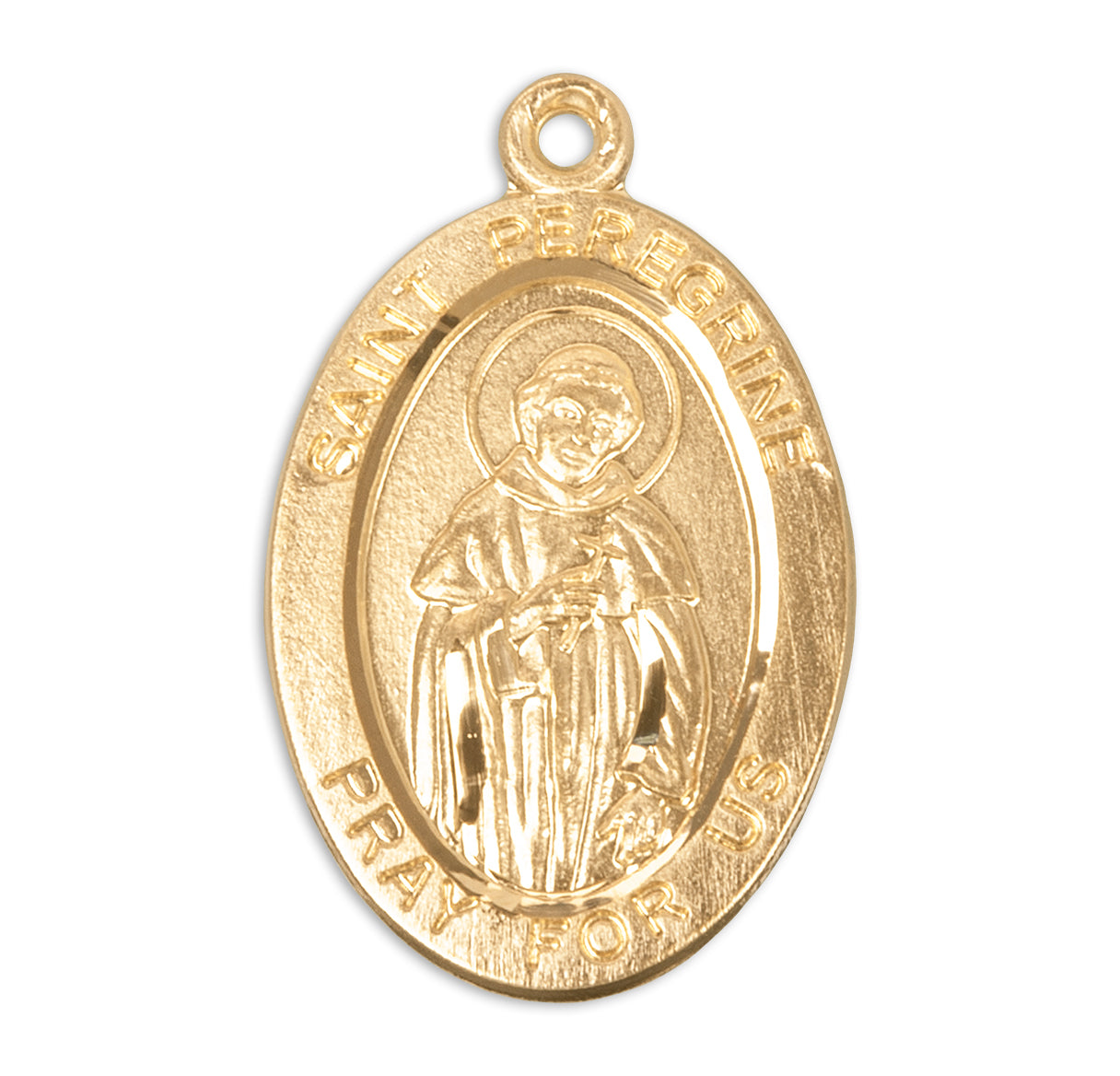 Patron Saint Peregrine Oval Gold Over Sterling Silver Medal