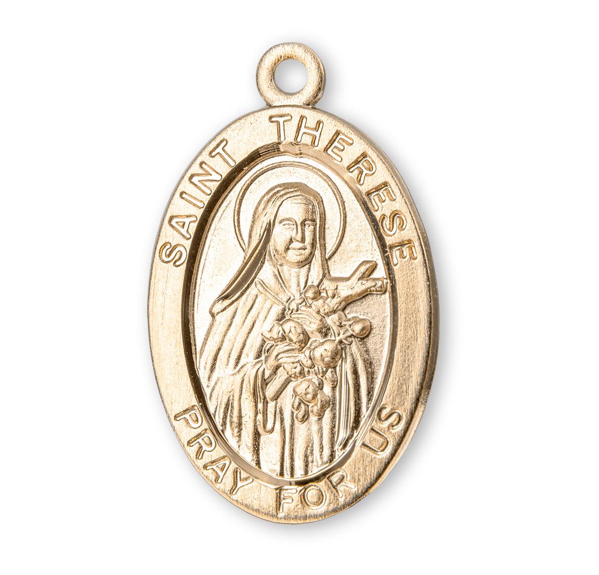 Patron Saint THerese of Lisieux Oval Gold Over Sterling Silver Medal