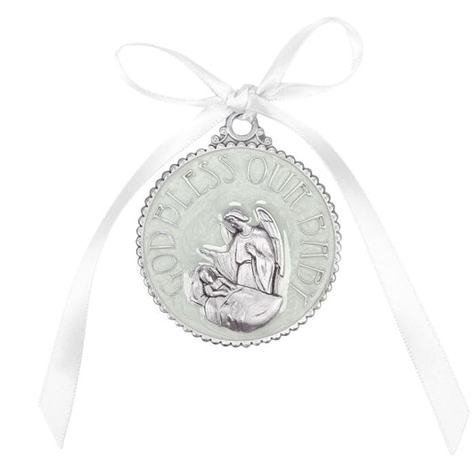 Guardian Angel Crib Medal White