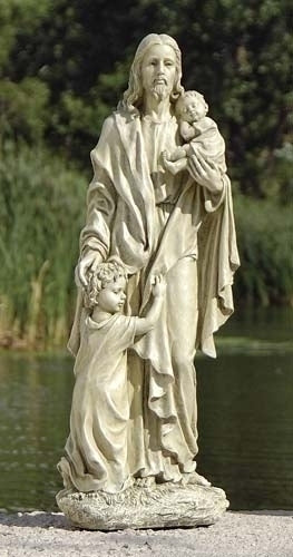 Jesus with Children Outdoor Garden Statue 24"