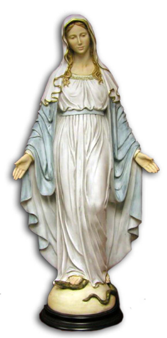 Our Lady Of Grace Hand-Painted Alabaster Statue 36"