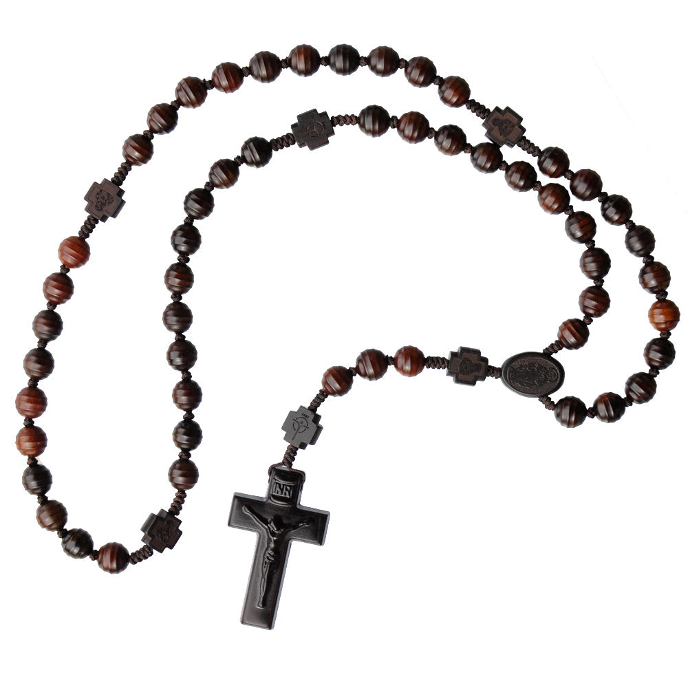 Jujube Dark Wood Rosary 10MM Beveled Beads