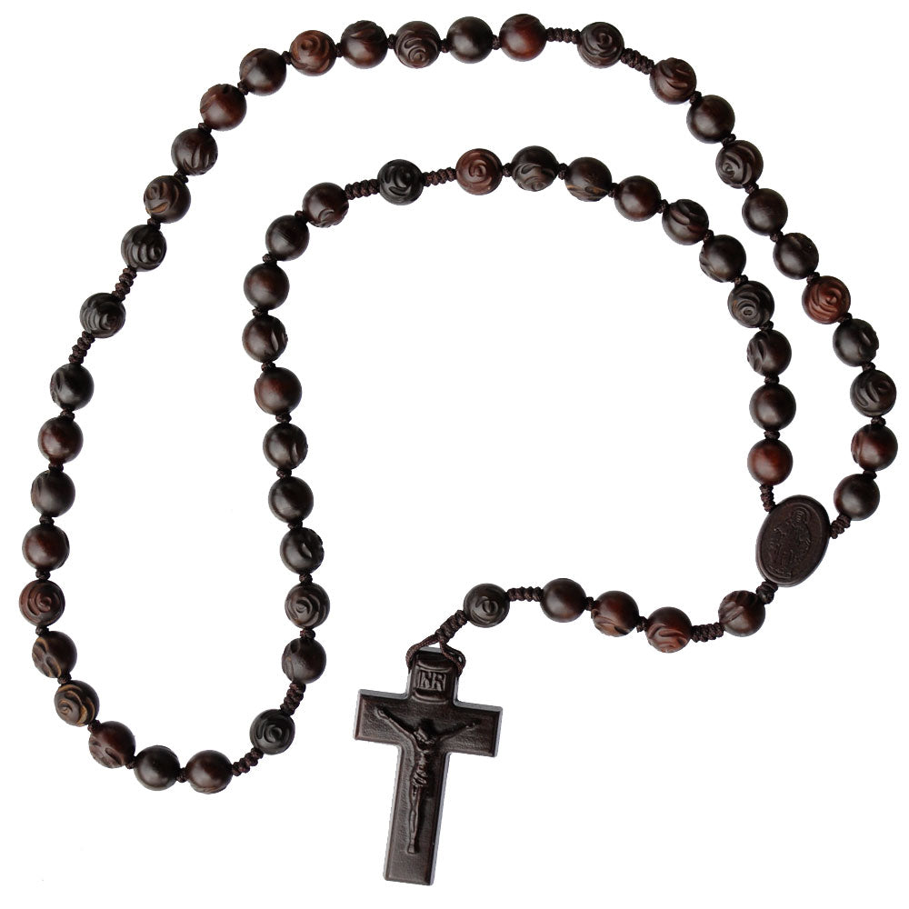 Jujube Dark Wood Rosary 10MM Rose Beads
