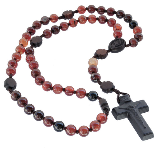Agate and Jujube Wood Rosary 8mm