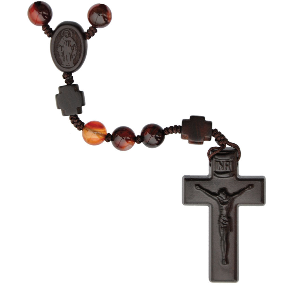 Agate and Jujube Wood Rosary 8mm