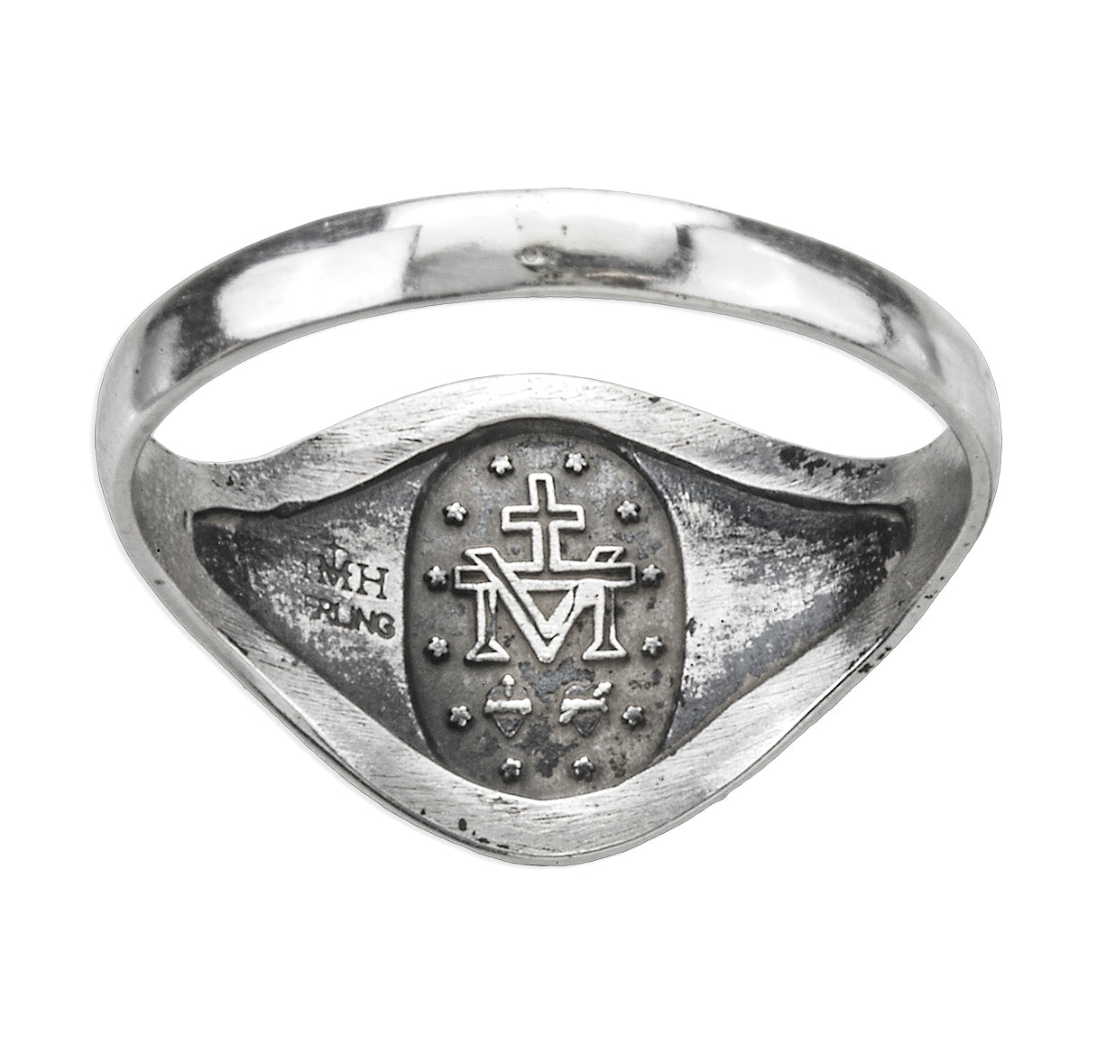 Sterling Silver Miraculous Medal Ring Size 1