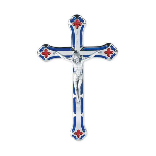 Crucifix Blue and Red Epoxied Metal