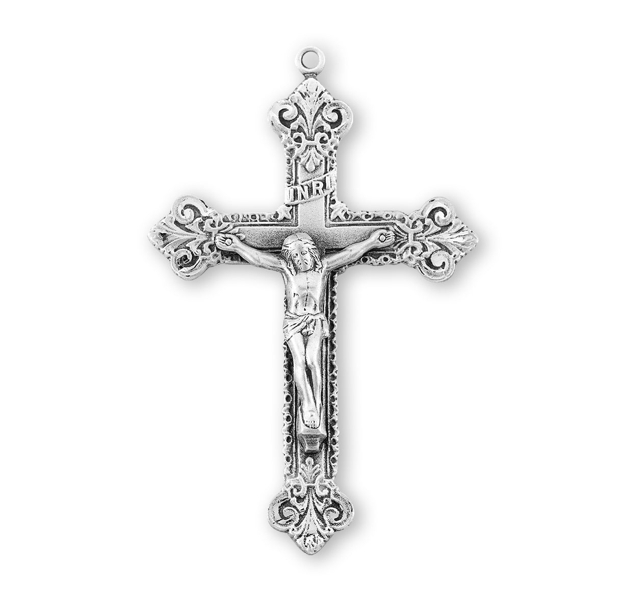 Scroll Design Sterling Silver Crucifix