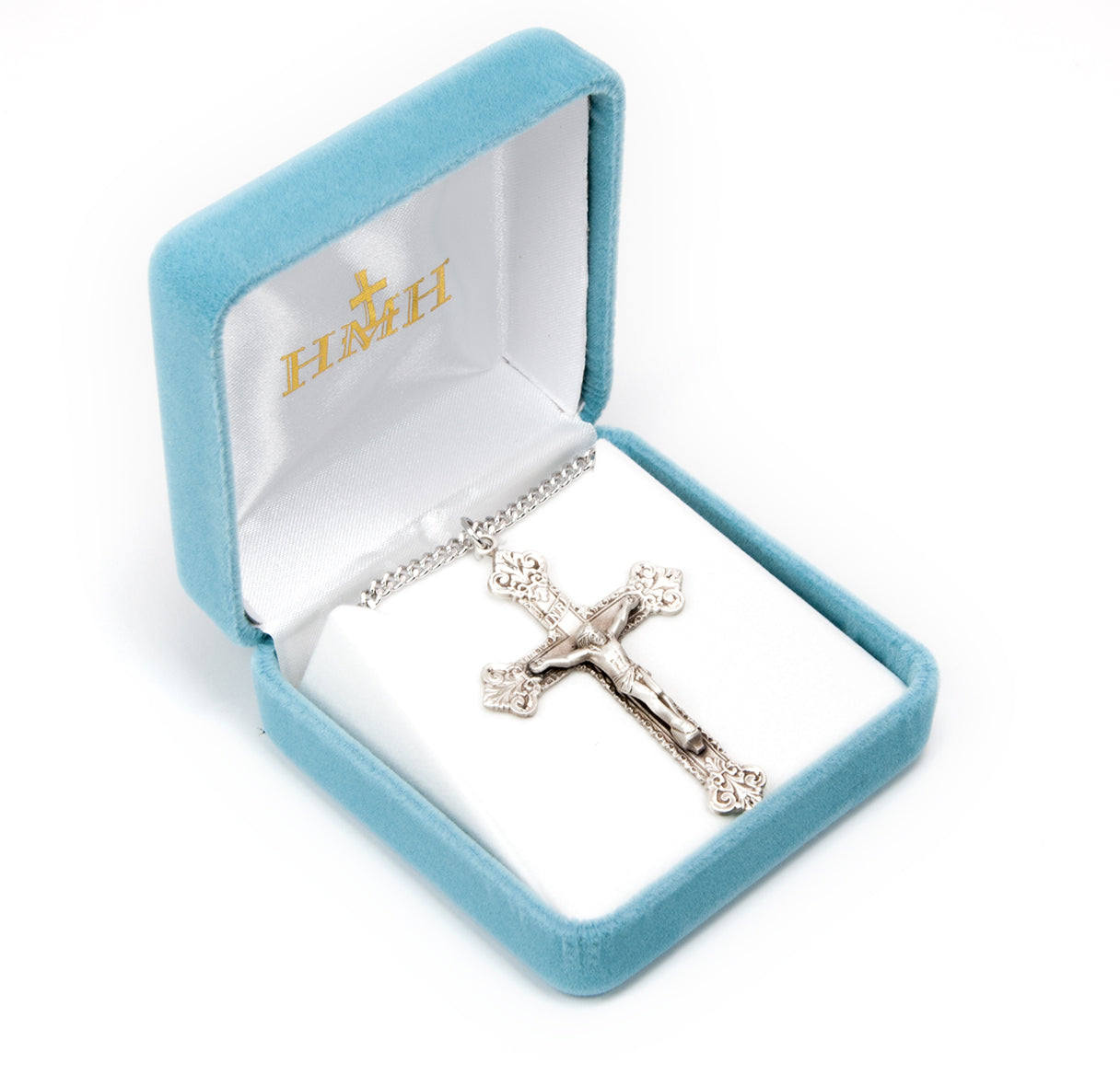 Scroll Design Sterling Silver Crucifix