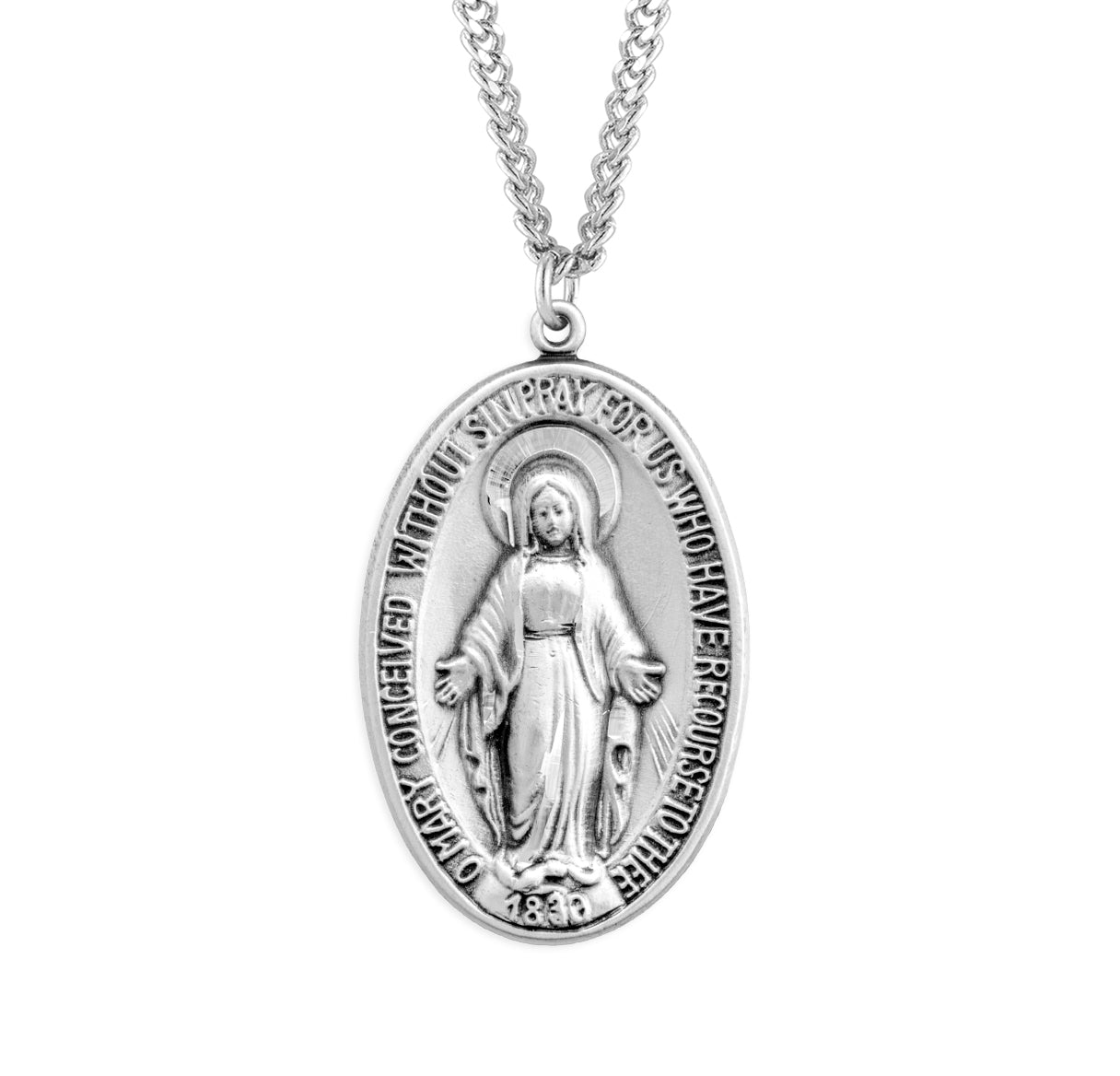 Sterling Silver Oval Miraculous Medal