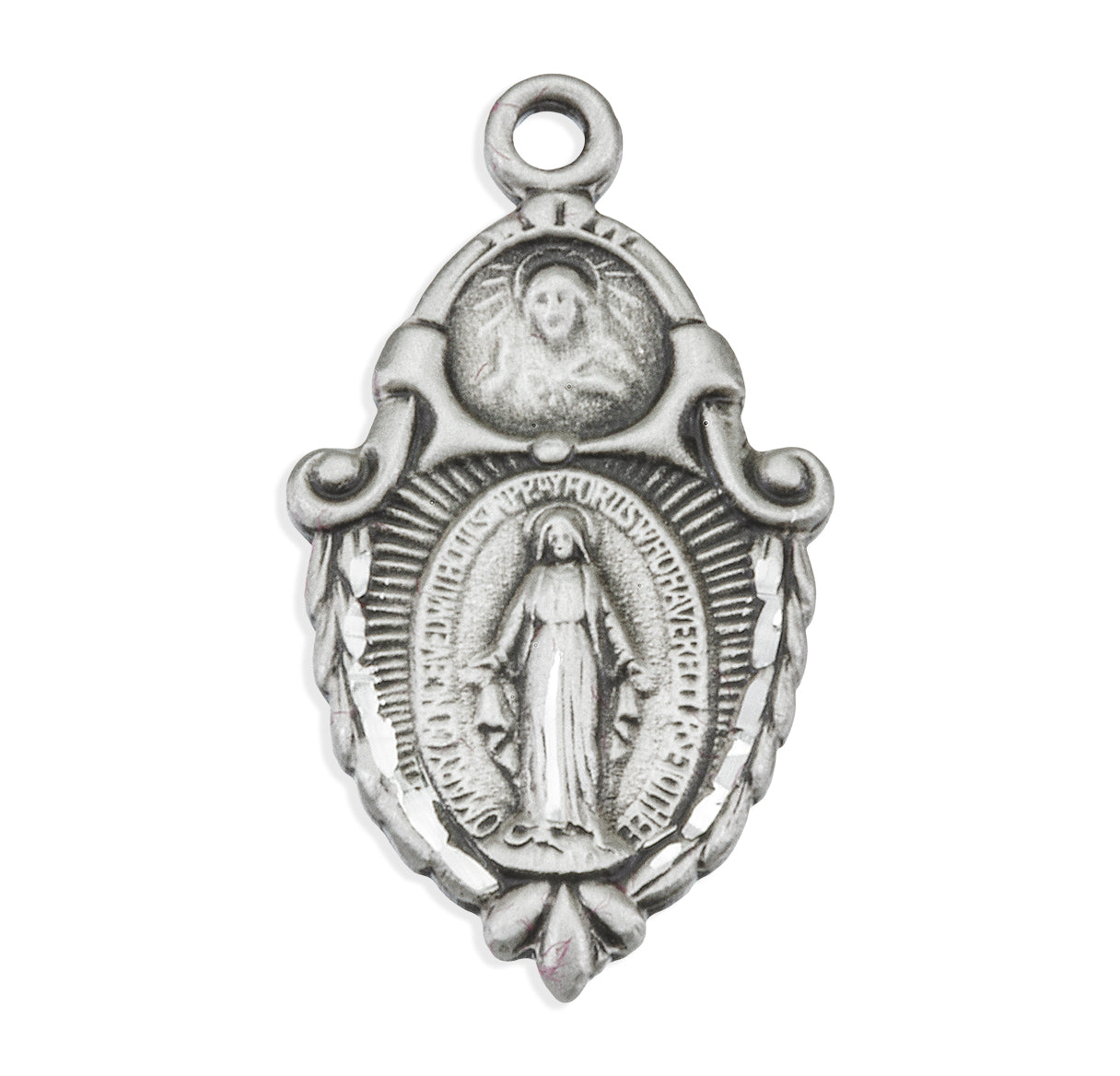 Sterling Silver Miraculous Medal Scapular Combination